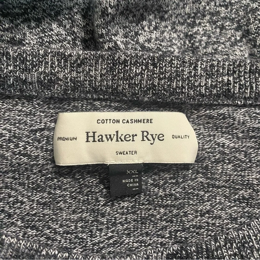 Hawker Rye Gray Marled Cotton Cashmere Crew Neck Sweater